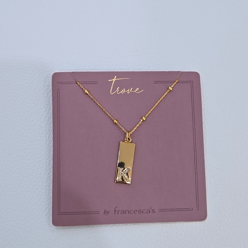 Trove "K" Initial Bar Pendent Necklace